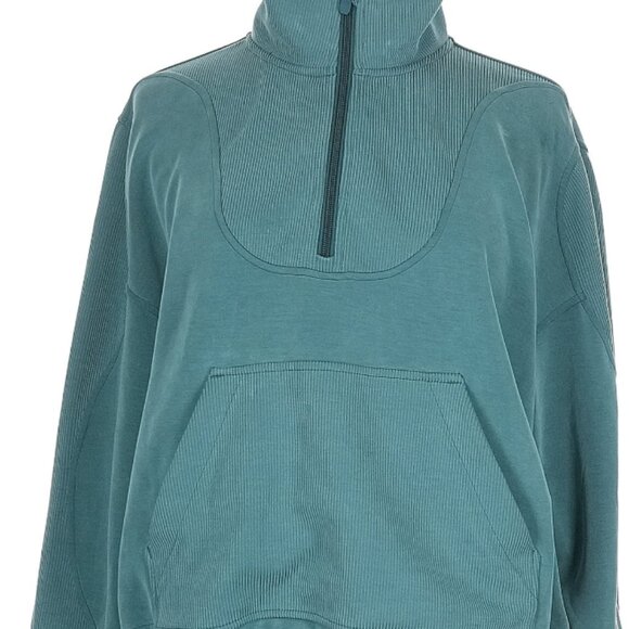 Lululemon Brushed Softstreme Ribbed Half Zip in Storm Teal size 6 - Picture 8 of 8